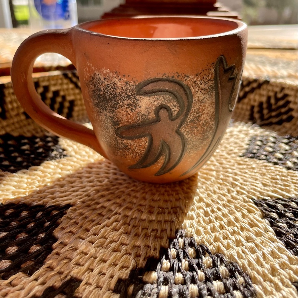 Hand Painted Clay Folk Art Mug- Cusco Peru Signed